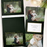 Chic Minimalist Green Damask Christmas Photo Tri-Fold Holiday Card<br><div class="desc">Chic and elegantly understated minimalist style photo template featuring light and dark sage green floral damask background,  single photo template with thin gold border and gold text fields. Panels feature additional photo templates and text fields.</div>