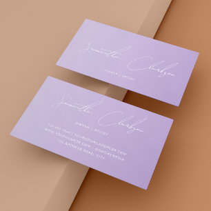 Chic Minimalist Hand-Lettered Blush Purple Script Business Card