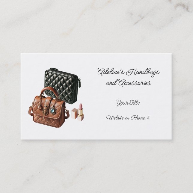 Chic Minimalist Handbag Accessories Business Card (Front)