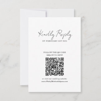 Chic Minimalist Handwriting Script Wedding QR Code RSVP Card