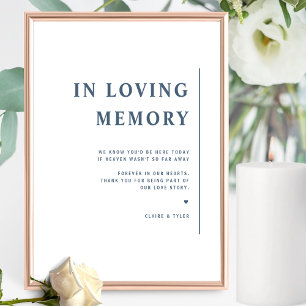 Chic Minimalist In Loving Memory Blue Wedding Sign