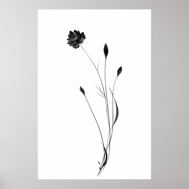 "Chic Minimalist Ink Flower Poster - Abstract Flor (Front)
