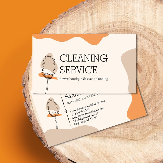 Chic Minimalist Janitorial Handy Mop Cleaning Business Card (Creator Uploaded)
