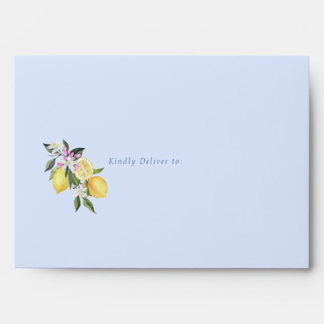 Chic Minimalist Lemons Monogram Wedding Envelope (Front)