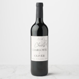 Chic Minimalist Line Art Wedding Welcome Signboard Wine Label