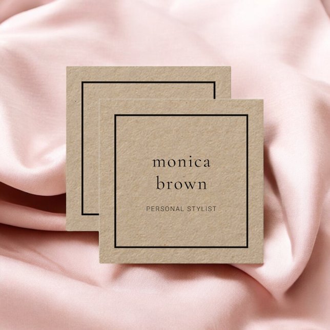 Chic Minimalist Modern | kraft Square Business Card (Creator Uploaded)
