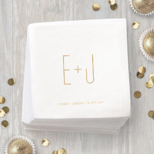Chic Minimalist Modern Monogrammed Wedding Foil Napkins