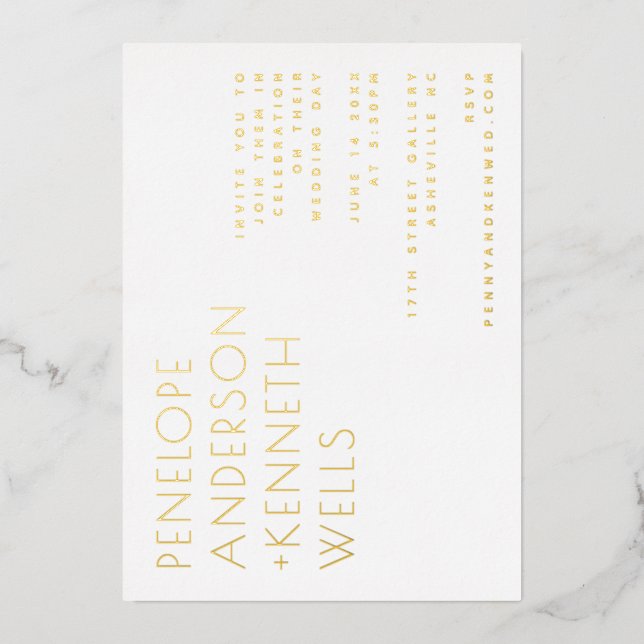 Chic Minimalist Modern Wedding Horizontal Gold  (Front)