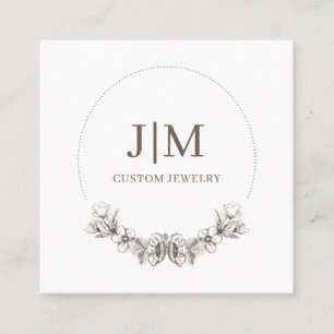 Chic Minimalist Monogram Jewellery Designer Square Business Card
