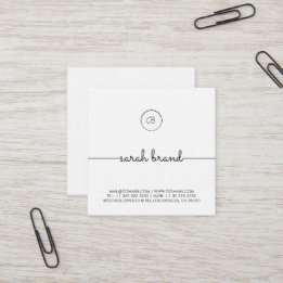 Chic Minimalist Monogram Square Business Card