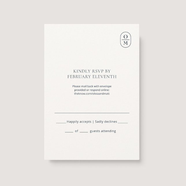 Chic Minimalist Monogram Wedding RSVP Card (Creator Uploaded)