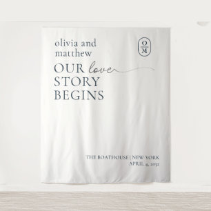 Chic Minimalist Monogram Wedding Tapestry