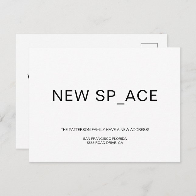 Chic Minimalist New Home Moving Announcement Postcard (Front/Back)