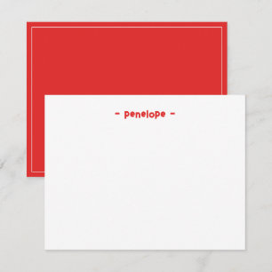 Chic Minimalist Personalised Red Stationery Card