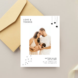 Chic Minimalist Photo Baby Shower Thank You Postcard