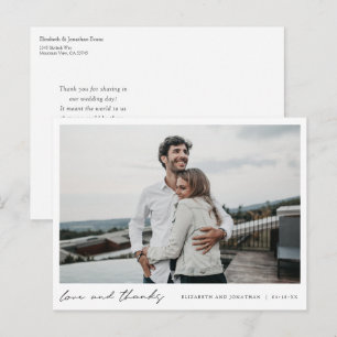Chic Minimalist Photo Wedding Thank You Postcard