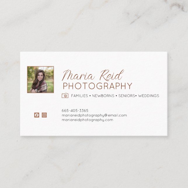 Chic, Minimalist Photography Business Card (Front)