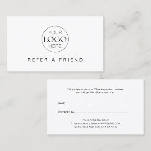 Chic Minimalist Refer A Friend Business Logo Referral Card