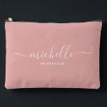 Chic Minimalist Rose Pink Personalised Bridesmaid Accessory Pouch<br><div class="desc">Introducing our Chic Minimalist Peach Pink Personalised Bridesmaid Accessory Pouch, a stylish and versatile gift designed to celebrate your bridesmaids in elegance. This accessory pouch is the epitome of modern chic, perfect for any occasion from bridesmaid proposals to bridal showers. Crafted with a minimalist design, this pouch features a deep...</div>