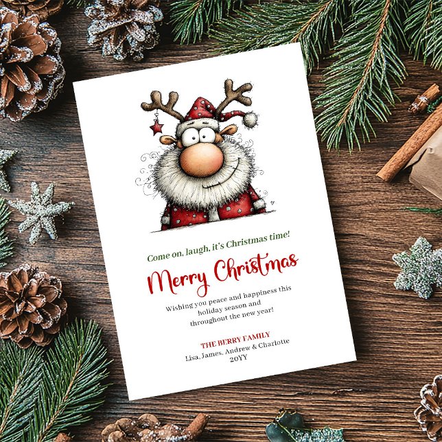 Chic Minimalist Santa Funny Christmas Greeting Holiday Card (Chic Minimalist Santa Funny Christmas Greeting)