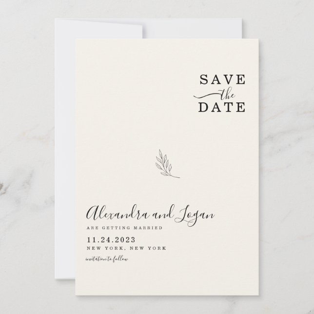 Chic Minimalist Signature Script Ivory QR Code Save The Date (Front)