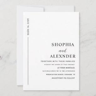 Chic minimalist simple black and white invitation