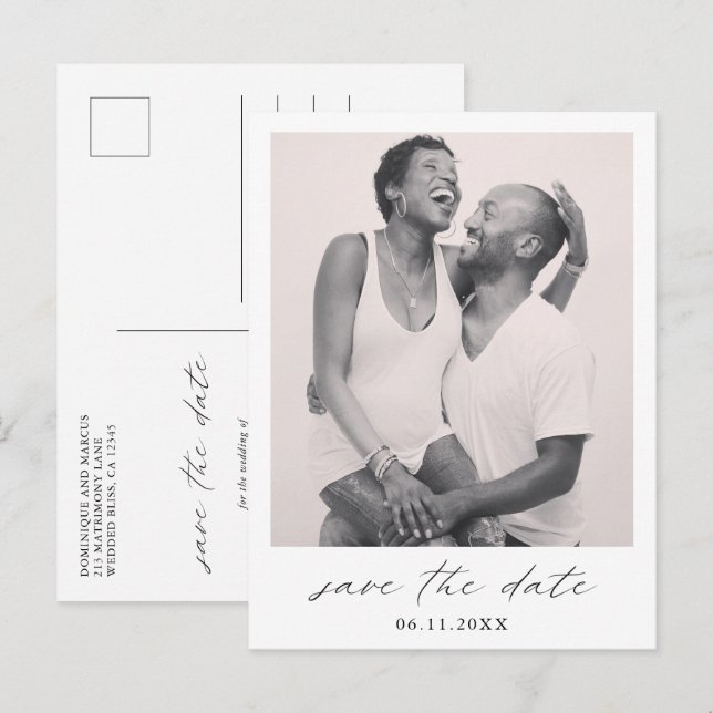Chic Minimalist Simple Photo Wedding Save the Date Announcement Postcard (Front/Back)