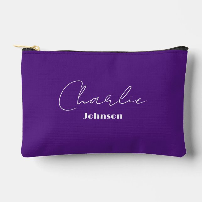 Chic, Minimalist Solid Purple, Ultraviolet Accessory Pouch (Front)