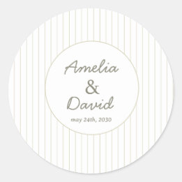 Chic Minimalist Stripe Green Wedding Classic Round Sticker