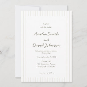 Chic Minimalist Stripe Green Wedding Invitation