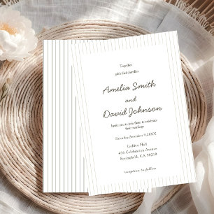 Chic Minimalist Stripe Green Wedding Invitation 