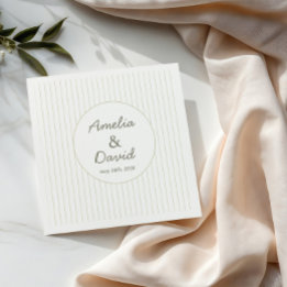 Chic Minimalist Stripe Green Wedding Napkin
