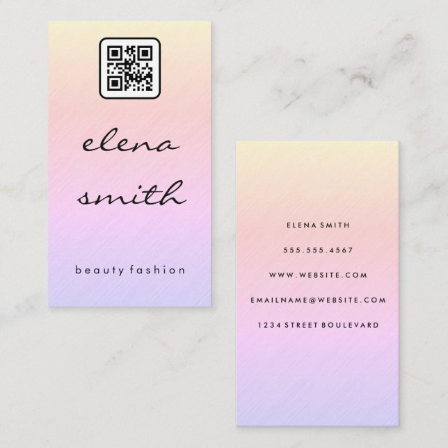 Chic Minimalist Texture | QR Code Business Card (Front/Back)