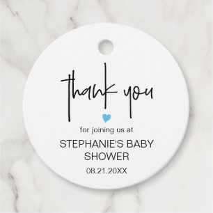Chic Minimalist Thank You Baby Boy Shower Favour Favour Tags