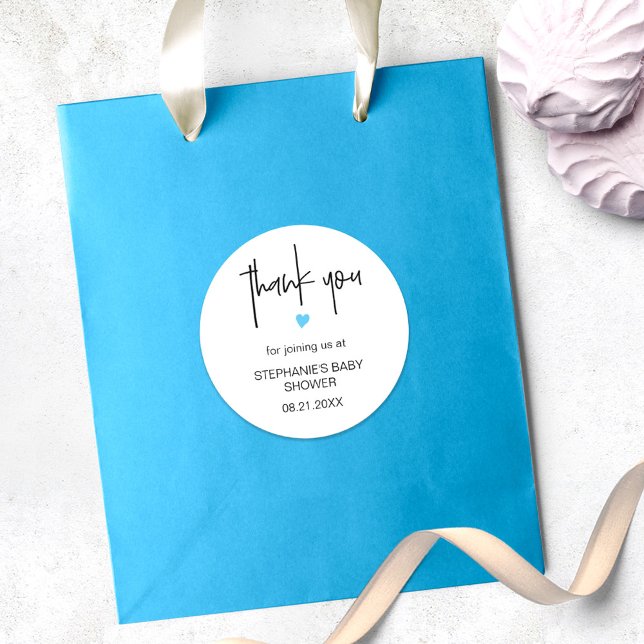 Chic Minimalist Thank You Baby Shower Favour Bag Classic Round Sticker (Creator Uploaded)