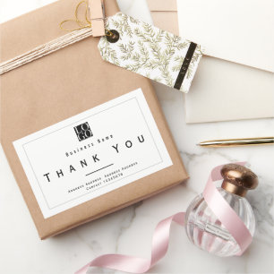 Chic Minimalist Thank You Business Logo Rectangular Sticker