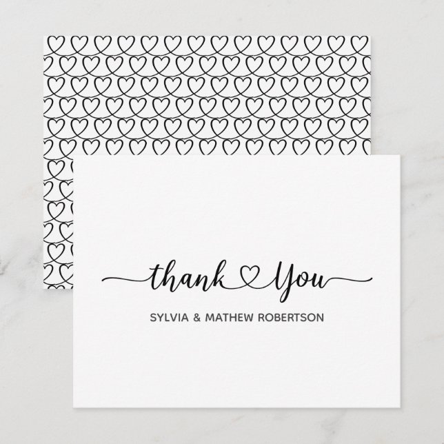 Chic Minimalist Thank You Heart Thank You  Card (Front/Back)