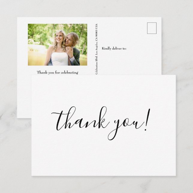 Chic Minimalist Thank You Script Wedding Photo  (Front/Back)