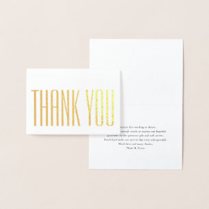 Chic Minimalist Thank You Stylish Glam Folded Note Foil Card