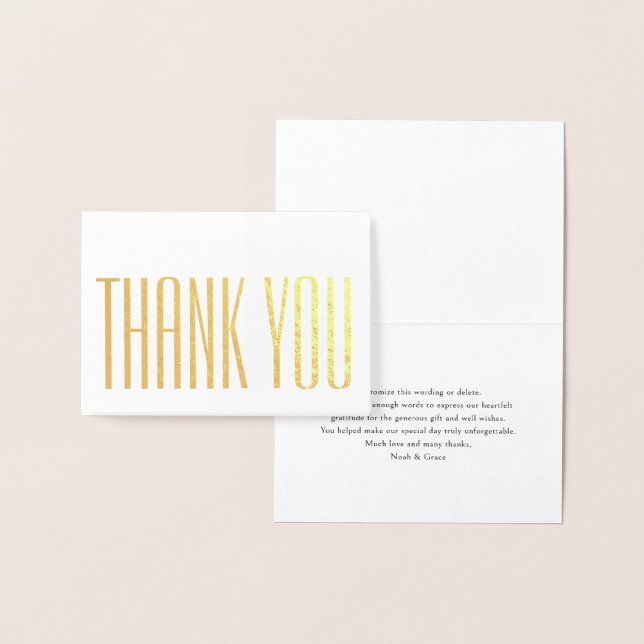 Chic Minimalist Thank You Stylish Glam Folded Note Foil Card (Display)