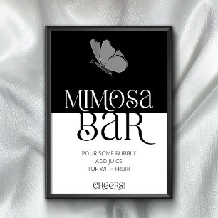 Chic Minimalist Typography Butterfly Mimosa Bar Poster