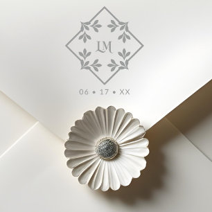 Chic Minimalist Wedding Design Botanical Monogram Rubber Stamp