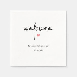 Chic Minimalist Wedding Guest Welcome Cocktail Napkin