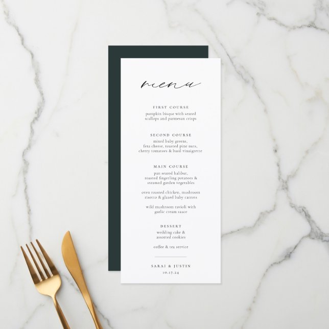 Chic Minimalist Wedding Menu (Front/Back In Situ)