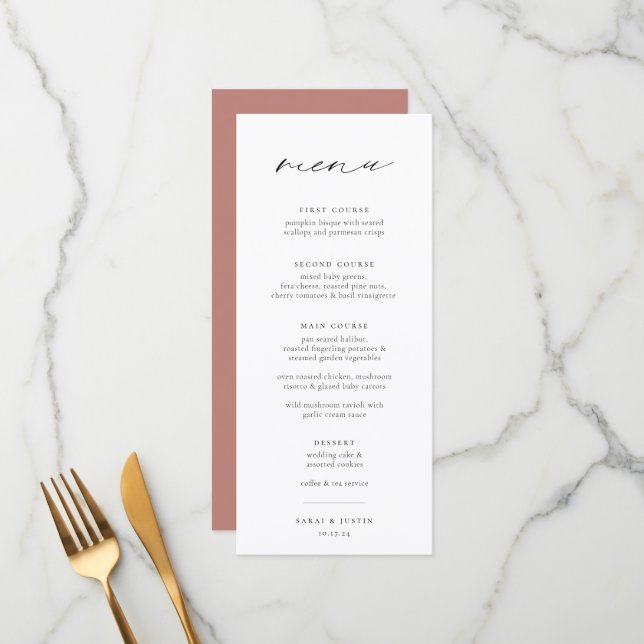 Chic Minimalist Wedding Menu (Front/Back In Situ)