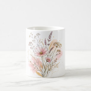 Chic Minimalist Wildflower Birth day Gift Art Coffee Mug