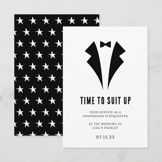 Chic Minimalistic Groomsman Proposal Card (Front/Back)