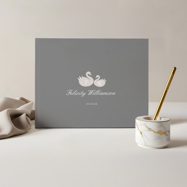 Chic Minimalistic Swan Gender Neutral Baby Shower Guest Book (Chic Minimalistic Swan Gender Neutral Baby Shower Guest Book)