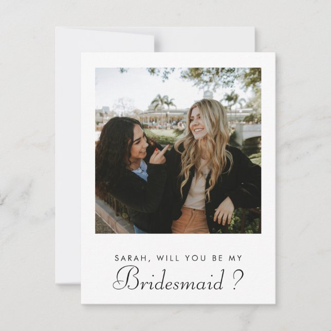 Chic Minimalistic Will You Be My Bridesmaid Photo (Front)