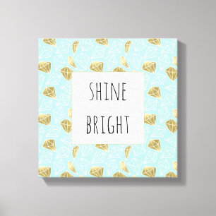 Chic Mint and Gold Diamond Shine Bright Canvas Print
